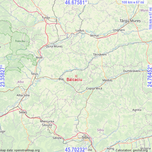 Bălcaciu on map