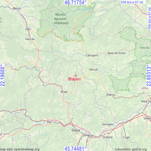 Blăjeni on map