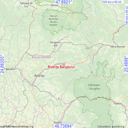 Bistriţa Bârgăului on map