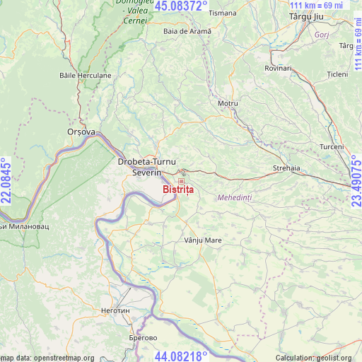 Bistrița on map