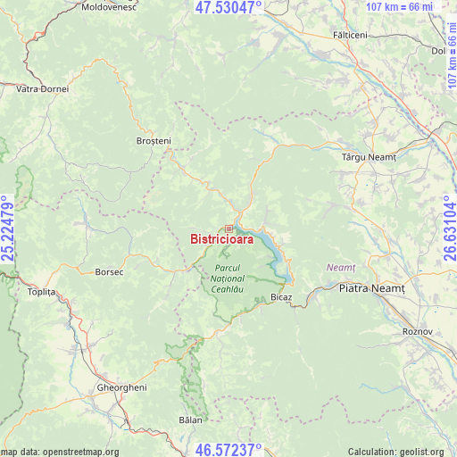 Bistricioara on map