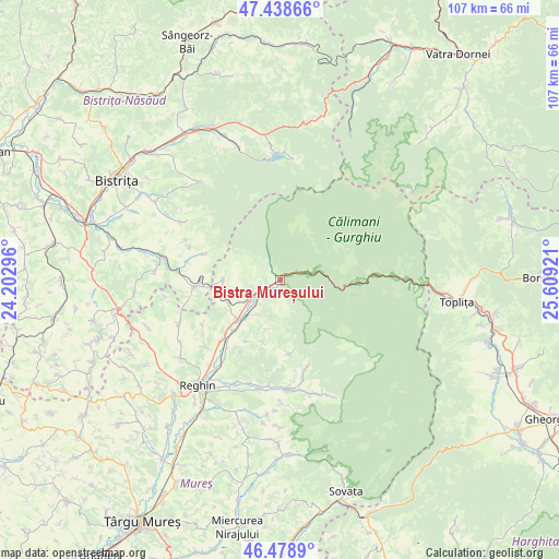 Bistra Mureșului on map