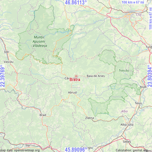 Bistra on map