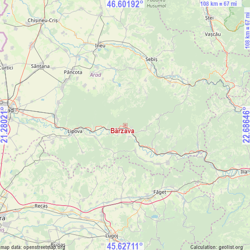 Bârzava on map