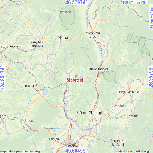 Biborțeni on map