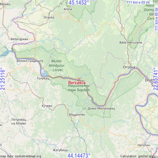 Berzasca on map