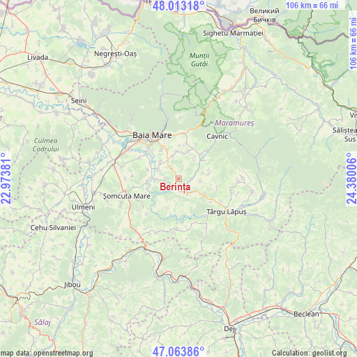 Berința on map