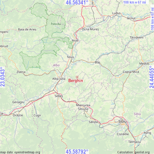 Berghin on map