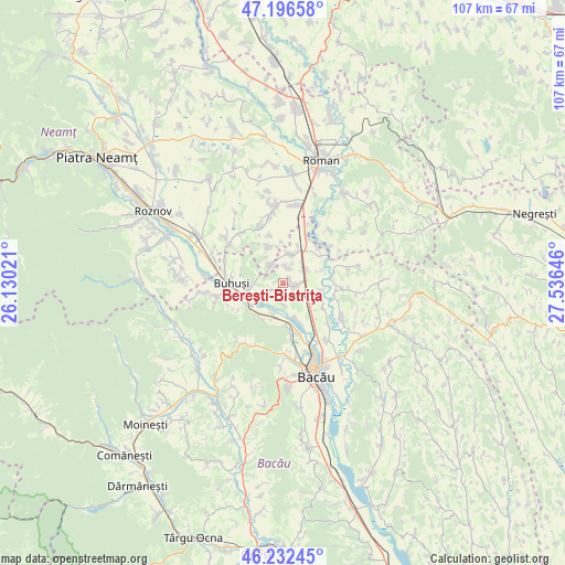 Bereşti-Bistriţa on map