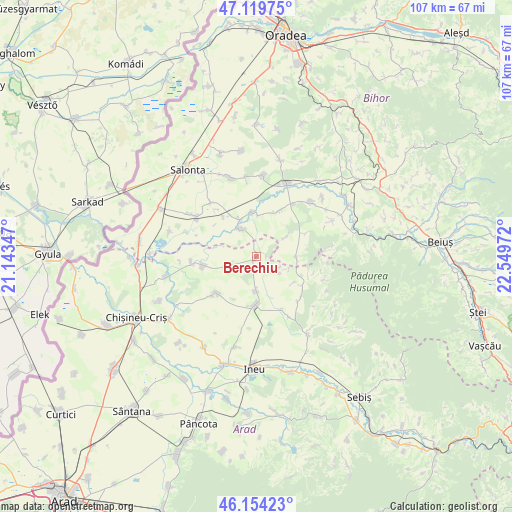 Berechiu on map