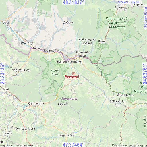Berbești on map