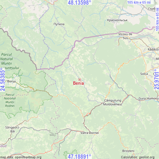 Benia on map