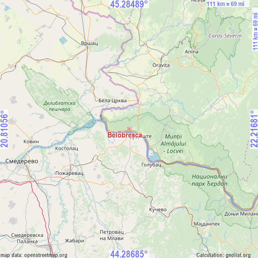 Belobreșca on map