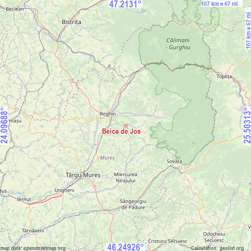 Beica de Jos on map