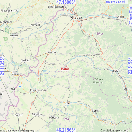 Batăr on map