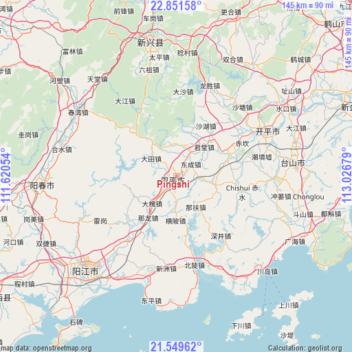 Pingshi on map