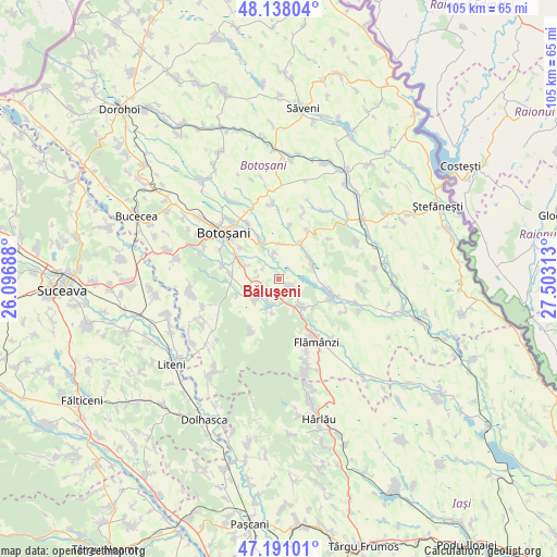 Băluşeni on map