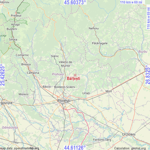 Bălțești on map