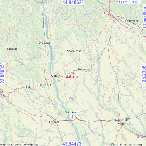 Bălteni on map