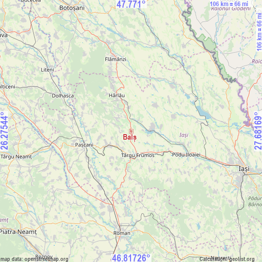 Balș on map