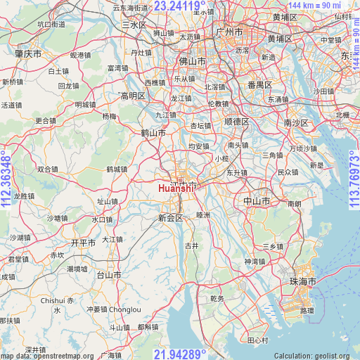 Huanshi on map