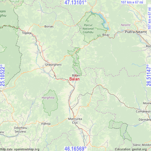 Bălan on map