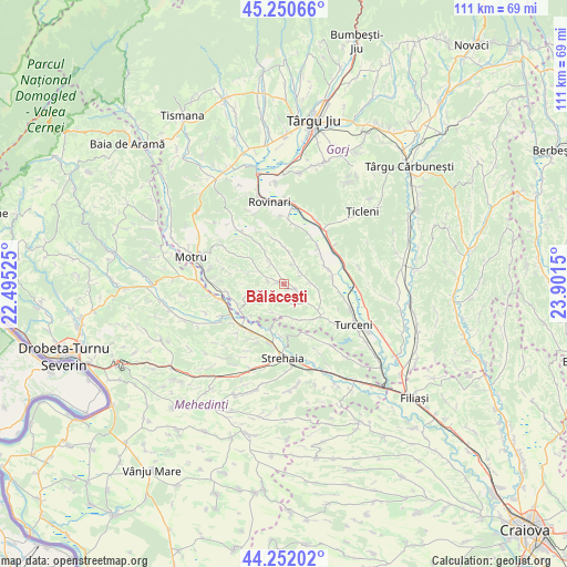 Bălăcești on map