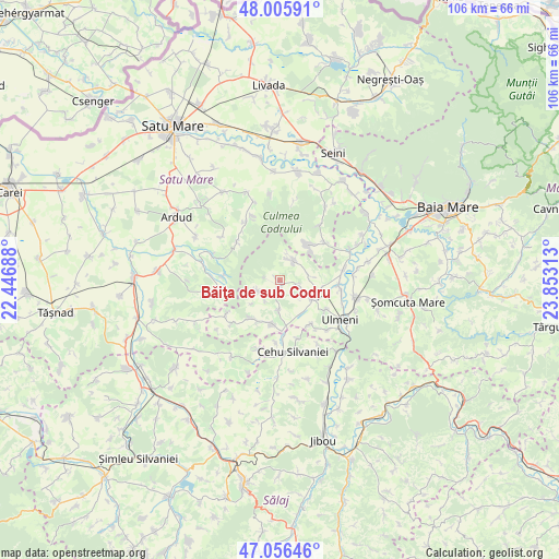 Băiţa de sub Codru on map