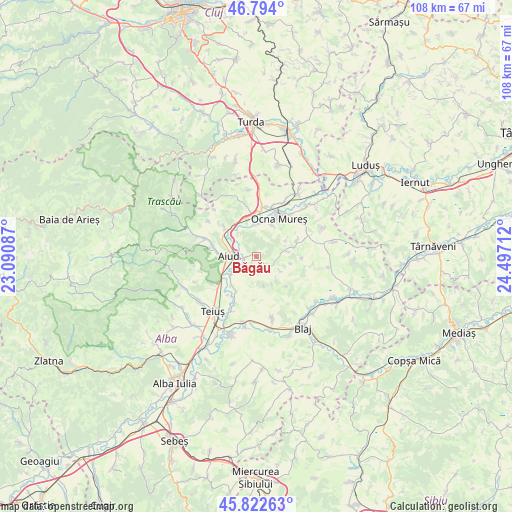 Băgău on map