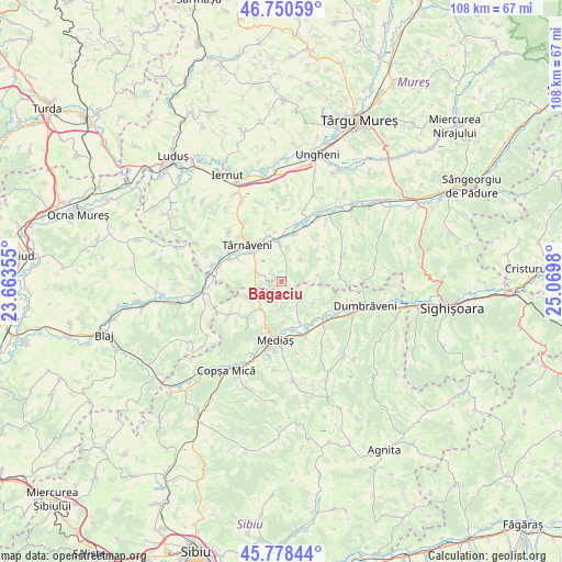 Băgaciu on map