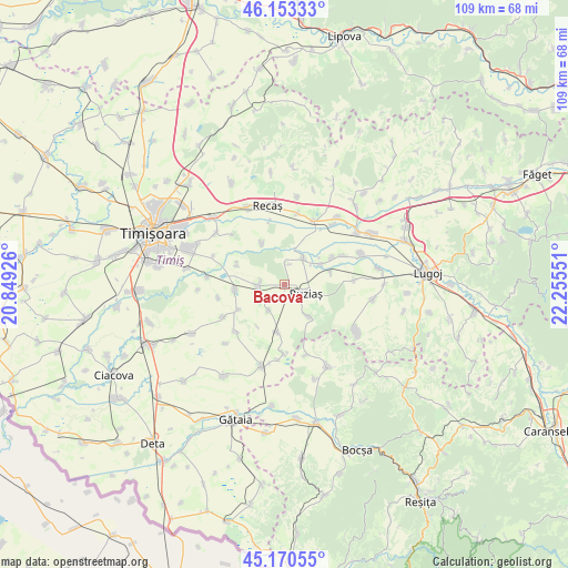 Bacova on map