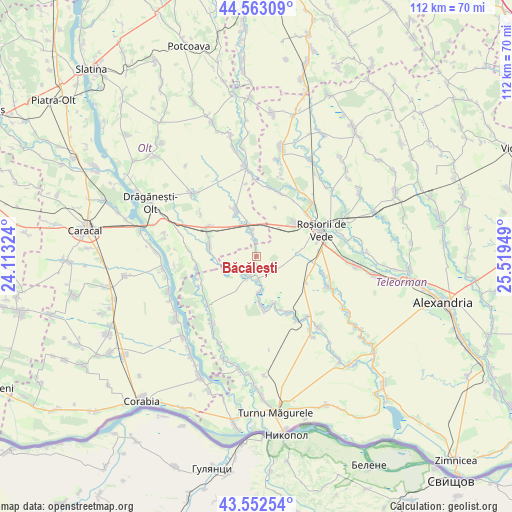 Băcălești on map