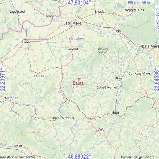 Babța on map