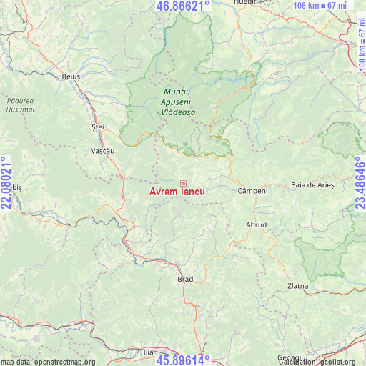 Avram Iancu on map