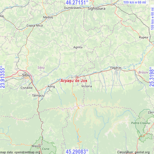 Arpaşu de Jos on map