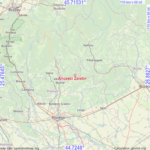 Ariceștii Zeletin on map