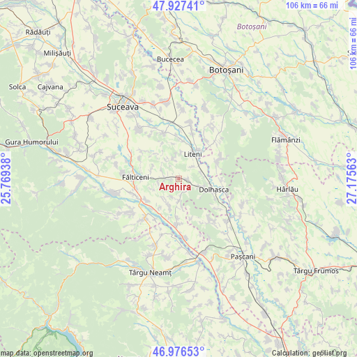 Arghira on map