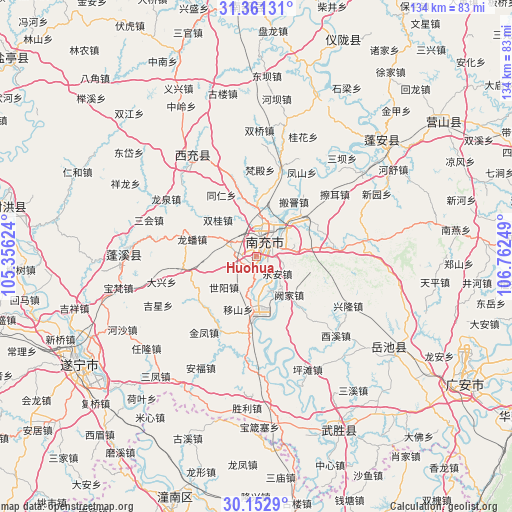 Huohua on map