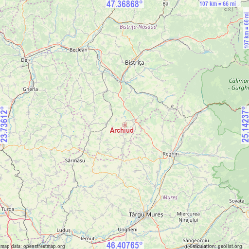 Archiud on map