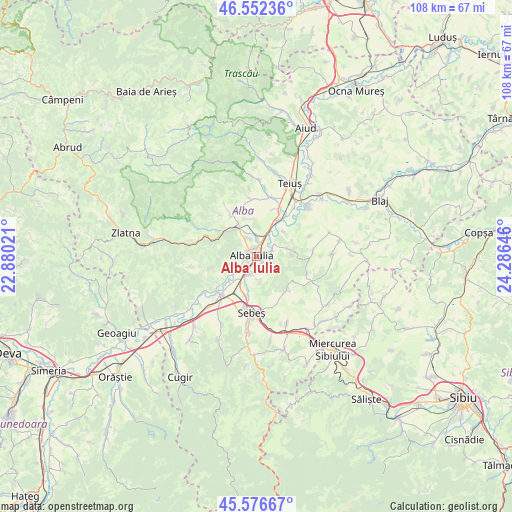 Alba Iulia on map