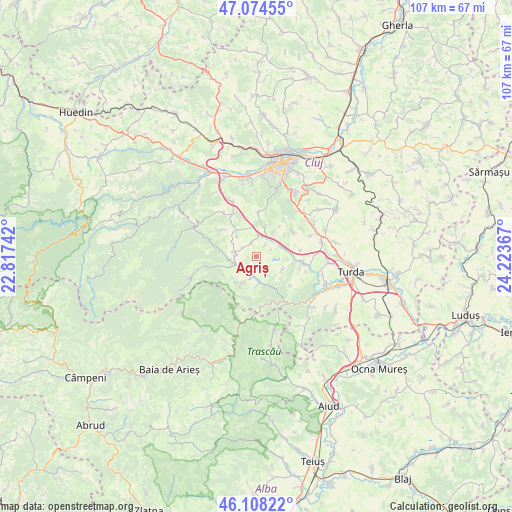 Agriș on map