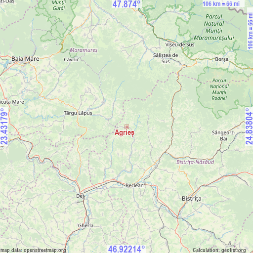 Agrieș on map