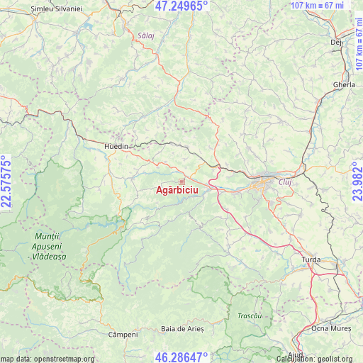 Agârbiciu on map