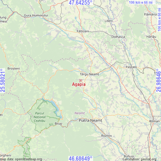 Agapia on map