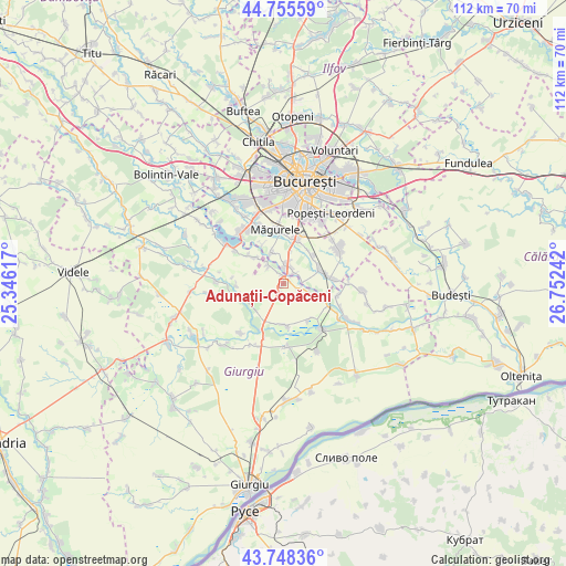 Adunații-Copăceni on map