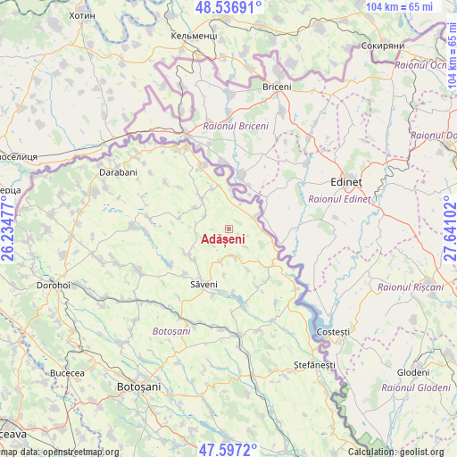 Adășeni on map