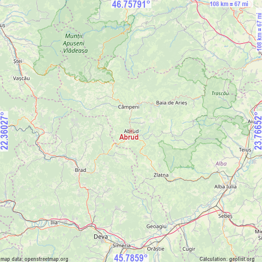 Abrud on map