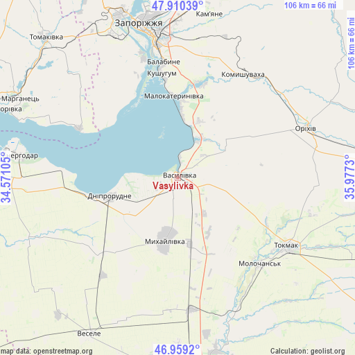 Vasylivka on map