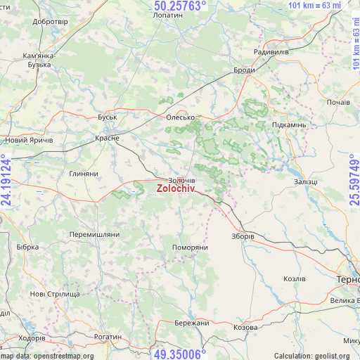 Zolochiv on map