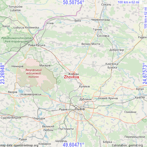 Zhovkva on map